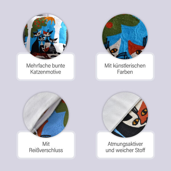 Besticktes Kissenbezug mit Rei&szlig;verschluss, Katzen image number 9