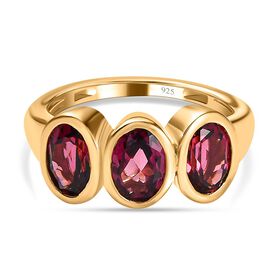 AAA Orissa Rose Granat Ring, 925 Silber Gelbgold Vermeil (Größe 21.00) ca. 3.05 ct