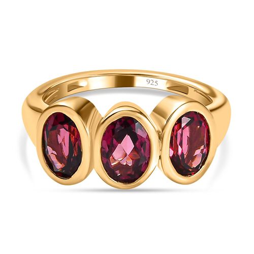 AAA Orissa Rose Granat Ring, 925 Silber Gelbgold Vermeil (Größe 21.00) ca. 3.05 ct image number 0