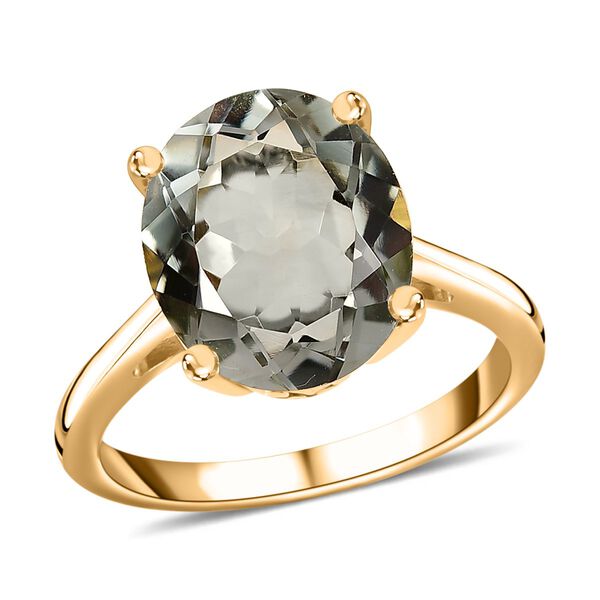 AA Prasiolite Ring 925 Silber vergoldet (Gr&ouml;&szlig;e 16.00) ca. 4,42 ct image number 4