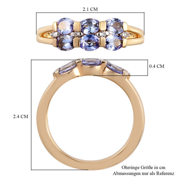 Tansanit und Zirkon-Ring, 925 Silber Gelbgold Vermeil  ca. 1,03 ct image number 7