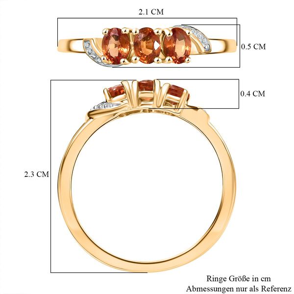 AA Orange Saphir Ring 925 Silber 750 Gelb Vergoldet (Gr&ouml;&szlig;e 16.00) ca. 0,77 ct image number 7