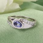 Tansanit und Zirkon Halo Ring 925 Silber Platin-Überzug image number 1