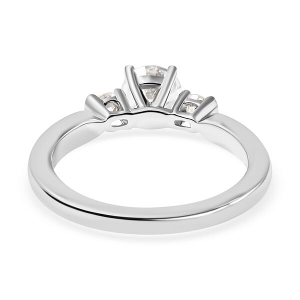 Weißer Moissanit 3 Stein Ring 925 Silber Rhodium-Überzug image number 4