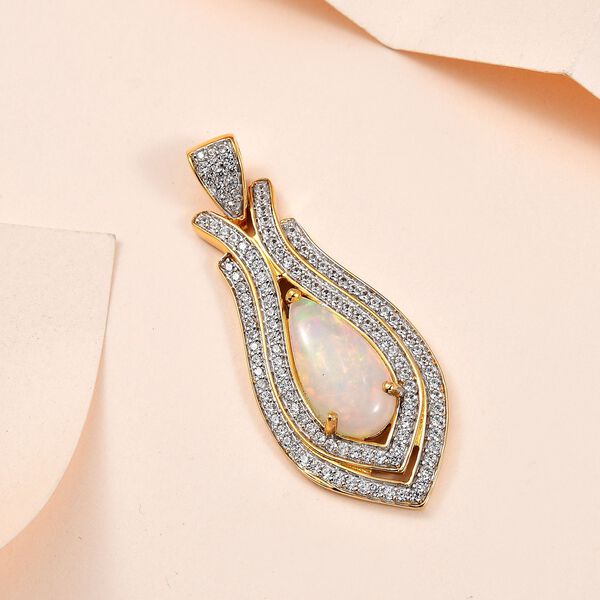 AA natürlicher, äthiopischer Welo Opal und Zirkon-Anhänger - 4,17 ct. image number 3