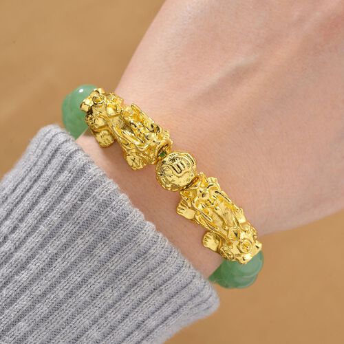 Grüner Aventurin Armband ca. Flexibles cm Standard gelb vergoldet ca. 150,00 ct. image number 1