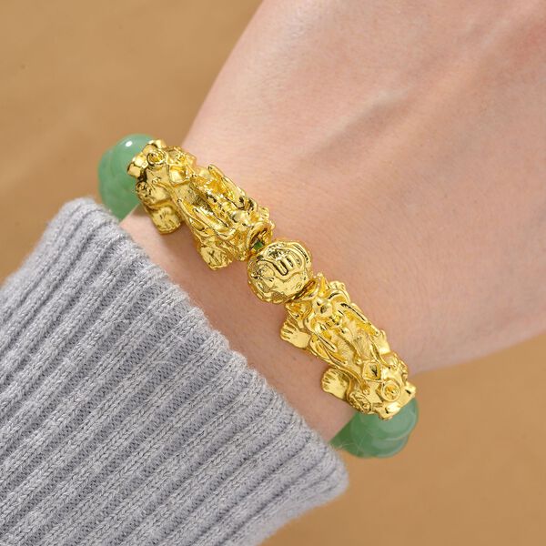 Grüner Aventurin Armband, flexibel, vergoldet ca. 150.00 ct image number 1