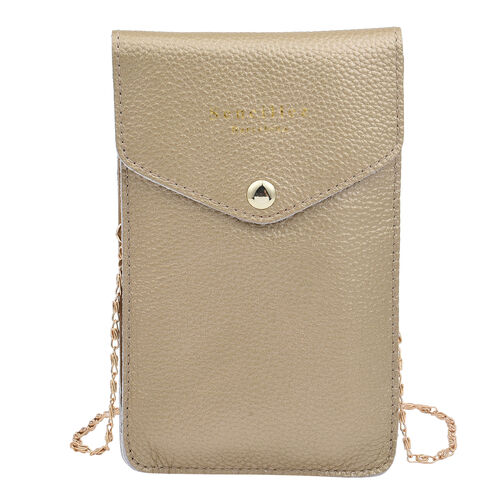 SENCILLEZ: 100% echtes Leder Crossbody Handytasche, Größe 12x1x18 cm, Golden image number 0