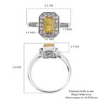 Gelber Saphir und Zirkon Halo Ring 925 Silber Platin-Überzug image number 6