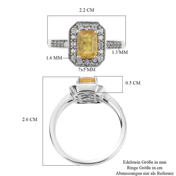 Gelber Saphir und Zirkon Halo Ring 925 Silber Platin-Überzug image number 7