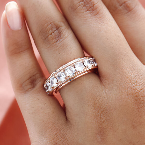 Wei&szlig;er Zirkonia Spinning-Ring in Ros&eacute;goldton image number 3