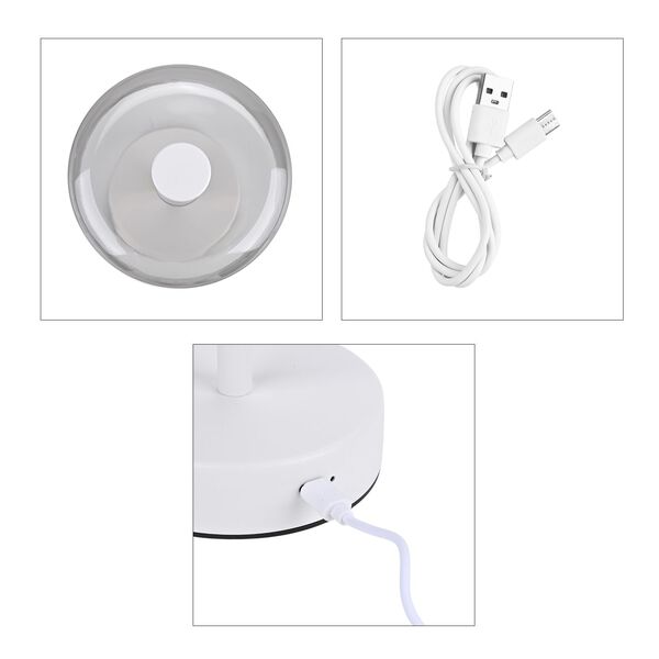 LIVEMORE Transparente Pilz-Tischlampe, kabellos, wiederaufladbar, 3 Lichtfarben, Smart Touch, Weiß image number 7