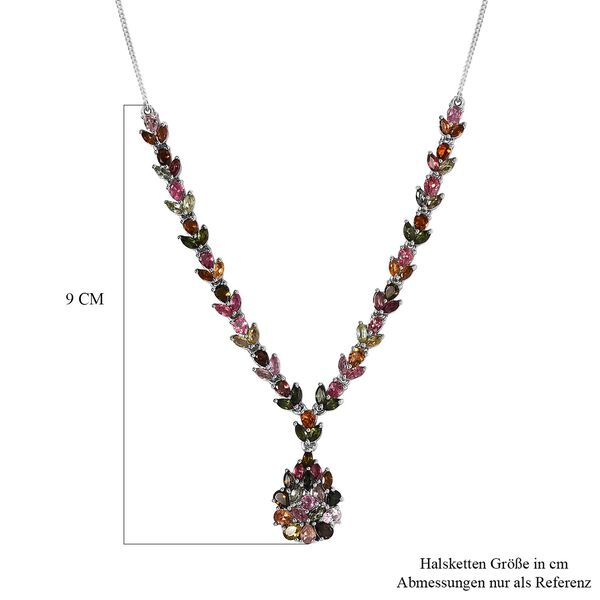 Natürliche mehrfarbige Turmalin Halskette ca. 45 cm 925 Silber platiniert ca. 7.17 ct image number 6