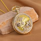 Strada - Weiße Kristall Taschenuhr im Bienenstock Design, japanisches Uhrwerk, goldfarben image number 1