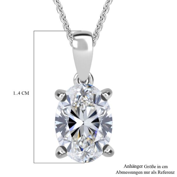 LUXURIANT SGL zertifizierter SI-GH Labor Oval-Diamant Anhänger mit 50cm Kette, 925 Silber rhodiniert - 1 ct. image number 4