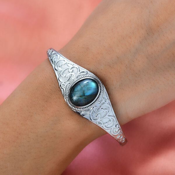 Labradorit Armreif ca. 19 cm Edelstahl ca. 13.52 ct image number 3