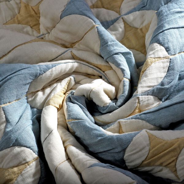 Luxus Jacquard Decke, fein gemustert, 2200 g Poly F&uuml;llung, 200 x 230 cm, Blau Wei&szlig; image number 8