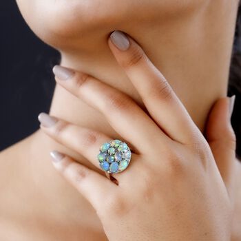 Nat&uuml;rlicher, &auml;thiopischer Welo Opal Ring, 925 Silber platiniert (Gr&ouml;&szlig;e 20.00) ca. 3.43 ct