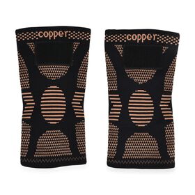 Kupferfaser Knie Bandagen Paar verstellbar Kompression Schwarz Kupfer