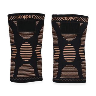Kupferfaser Knie Bandagen Paar verstellbar Kompression Schwarz Kupfer