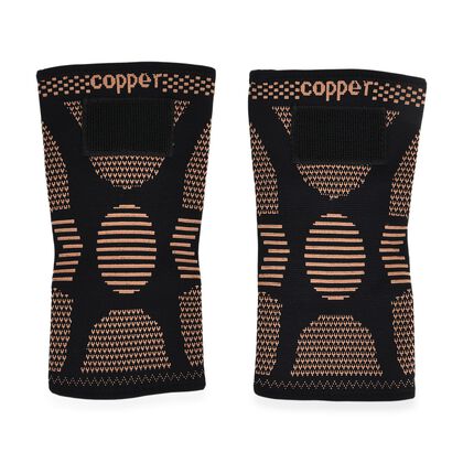 Kupferfaser Knie Bandagen Paar verstellbar Kompression Schwarz Kupfer