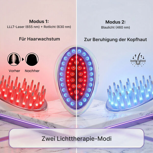BEAUTECH Rot- und Blau-Lichttherapie-Haarkamm,  11x7x4,5cm image number 2
