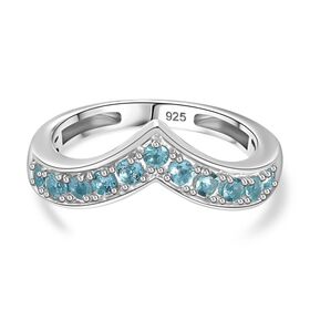Paraiba-Apatit Ring 925 Silber platiniert (Größe 18.00) ca. 0,44 ct