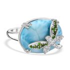 GP Larimar, Natürlicher Chromdiopsid Ring 925 Silber rhodiniert (Größe 17.00) ca. 17.62 ct