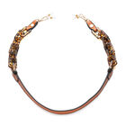 Brillenkette mit 100% Lederband, Leopardenmuster, Hellbraun und Gold