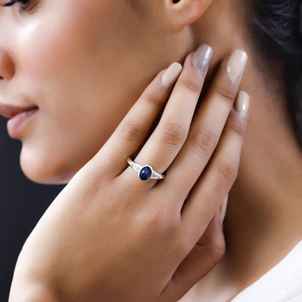 Blauer Sternsaphir und Zirkon-Ring - 2,02 ct. image number 3