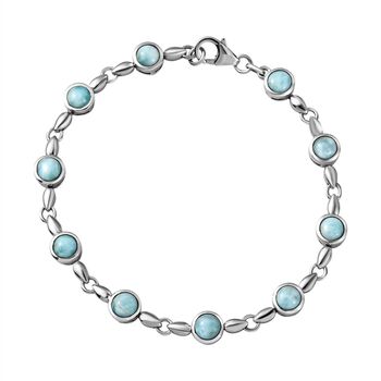 Larimar Armband, ca. 19 cm, 925 Silber platiniert ca. 6,63 ct