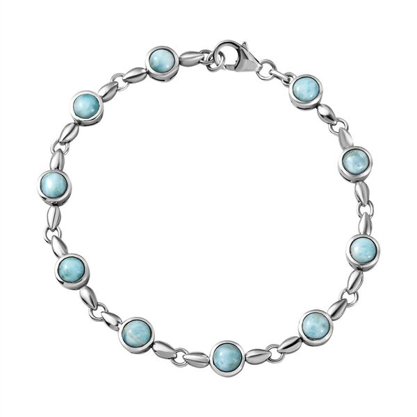Larimar Armband, ca. 19 cm, 925 Silber platiniert ca. 6,63 ct