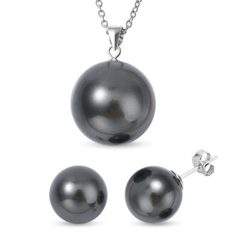 Tahiti Muschelkernperlen-Schmuckset, ca. 50 cm, 925 Silber