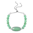 Grünes Aventurin Flexibles Bolo-Armband, ca. 15-22 cm, Edelstahl ca. 70.00 ct