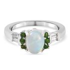 Natürlicher Äthiopischer Opal und Mehrfarbige Edelstein Ring 925 Silber Platin-Überzug image number 0