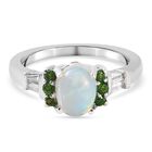 Natürlicher Äthiopischer Opal und Mehrfarbige Edelstein Ring 925 Silber Platin-Überzug image number 0