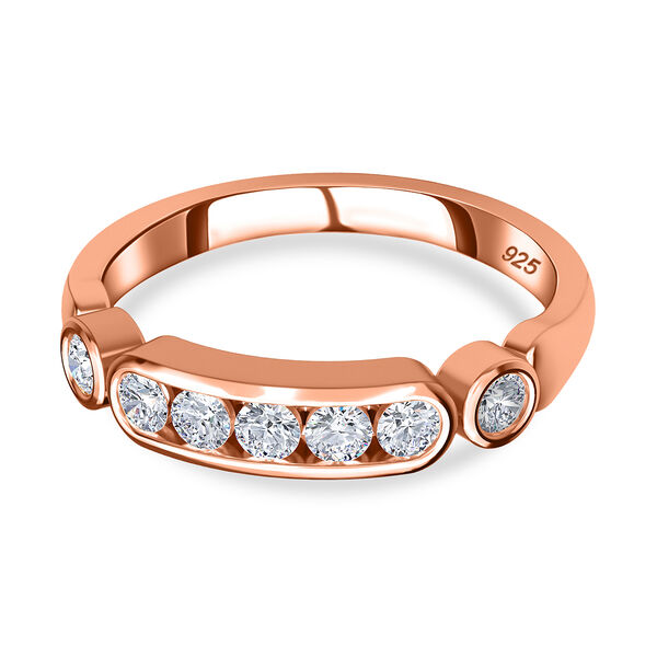 Moissanit Ring, 925 Silber Ros&eacute;gold Vermeil - 0,49 ct.