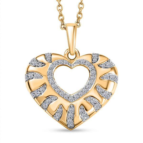 LUXURIANT SI Labor Diamant Anh&auml;nger mit 45cm Kette, 925 Silber 750 Gelbgold Vermeil - 0,33 ct.