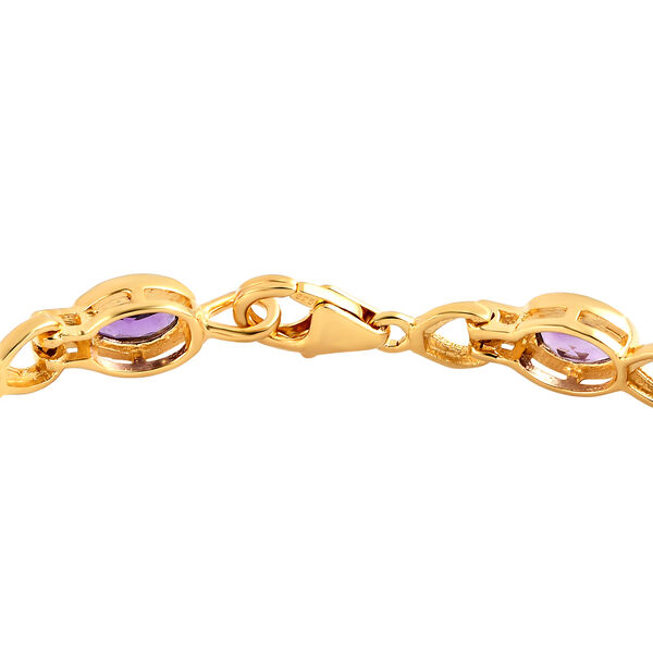 Nat&uuml;rliches, marokkanisches Amethyst und wei&szlig;es Zirkon-Armband, ca. 19 cm, 925 Silber vergoldet ca. 5.51 ct image number 4