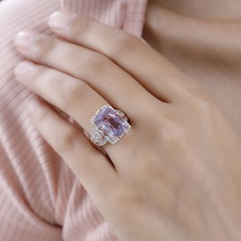 AA Rose De France Amethyst und Zirkon Ring - 7,59 ct.