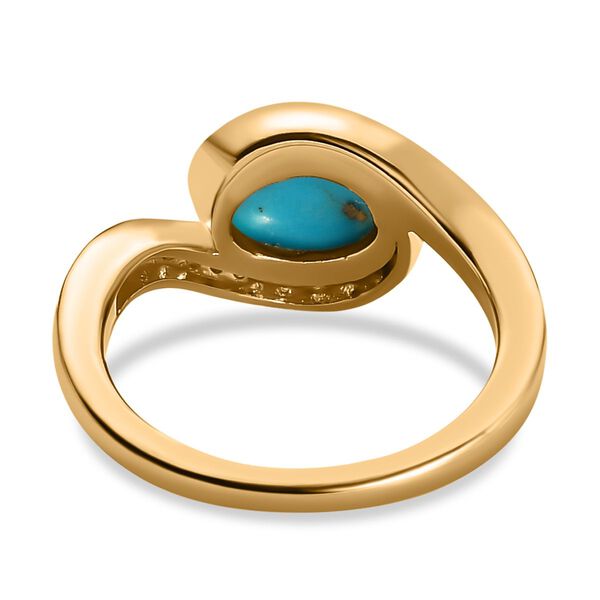 AA amerikanischer Sleeping Beauty T&uuml;rkis und Zirkon Bypass Ring - 1,21 ct. image number 6