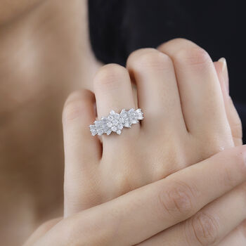 Moissanit Ballerina Ring, 925 Silber rhodiniert - 1,11 ct.