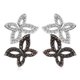 Schmetterlingsohrringe mit weißen und grünen Diamantakzenten