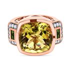 Ouro Verde-Quarz, Natürlicher Chromdiopsid Ring, 925 Silber rosévergoldet (Größe 17.00) ca. 11.70 ct image number 0