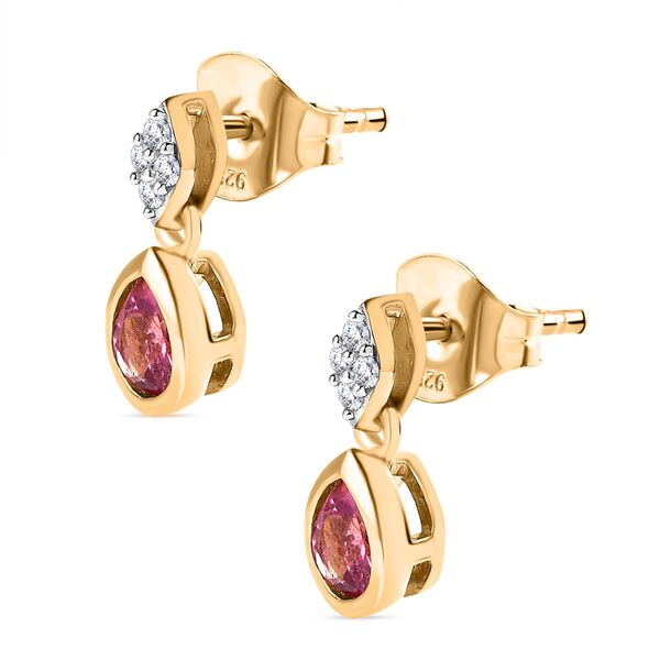 AA Rubellit und wei&szlig;e Zirkon-Ohrringe - 0,71 ct. image number 4