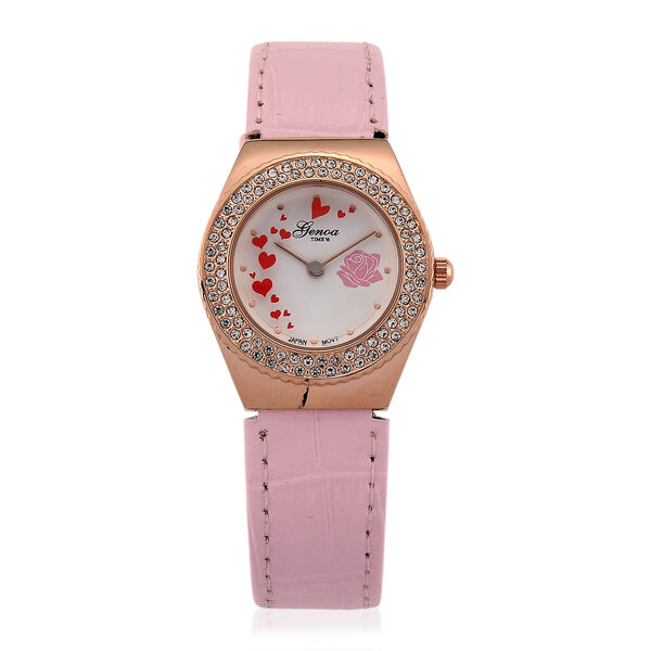 GENOA - J Francis gefertigt mit SWAROVSKI Wei&szlig;er Swarovski Kristall Uhren 23 cm Reine Legierung IP Rosa Plattierung
