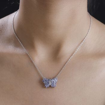 Tansanit und Zirkon Halskette, 45 cm - 2,22 ct.