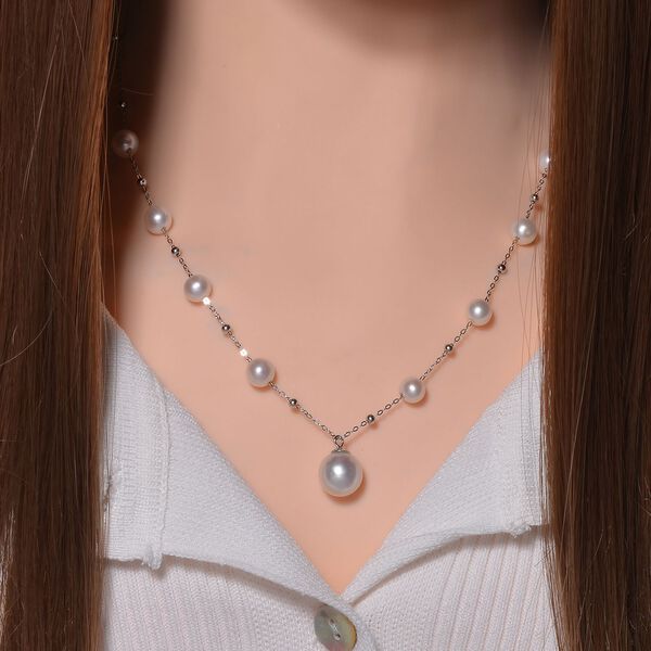 Wei&szlig;e Edison Perle Halskette ca. 50 cm 925 Silber rhodiniert image number 2