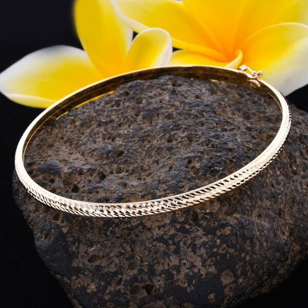 Diamantschliff Armreif, ca. 19 cm, 375 Gelbgold ca. 3,60g image number 1