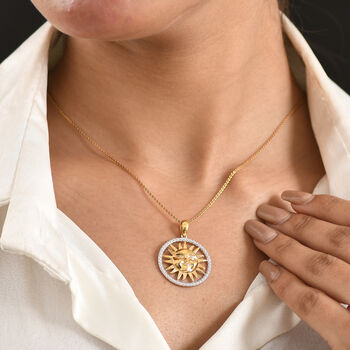 GP - Kanchanaburi Blauer Saphir Anh&auml;nger 925 Silber platiniert und vergoldet